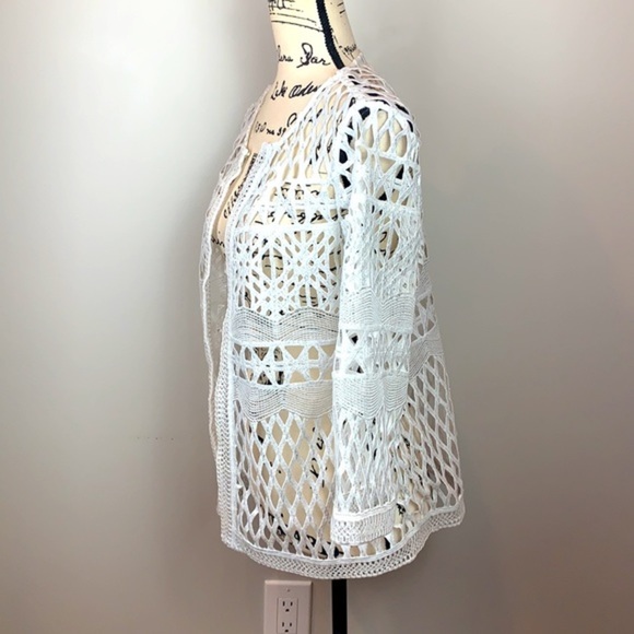 Chico’s Travelers Collection Foiled Open-Weave Jacket - Picture 3 of 7